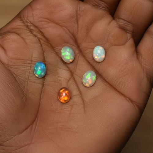 Myhealingworld Natural Ethiopian Opal 5x7mm oval cabochon AAA quality loose calibrated gemstones for jewelry making oval 5x7mm - 5 stones - Image 4