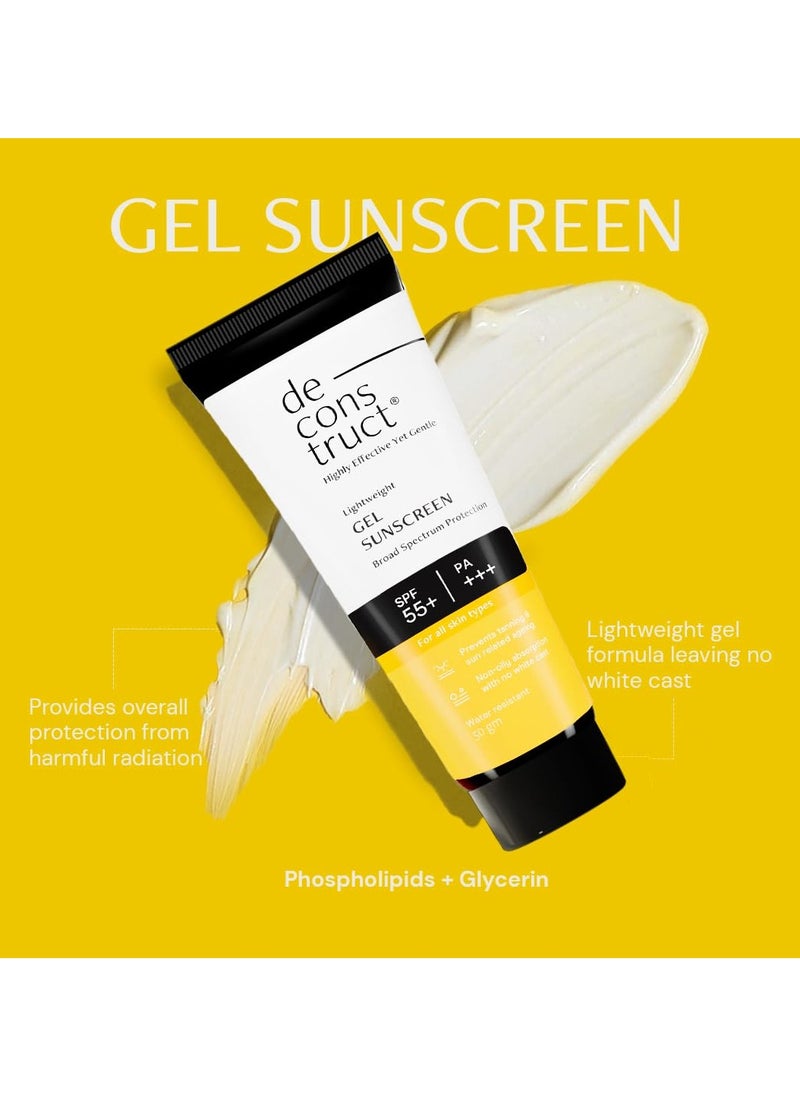Deconstruct Sun Protect Duo | 10% Vitamin C Face Serum (30 ml) + Gel Sunscreen (50 g) | Get Glowing Skin with Sun Protection  - Image 5