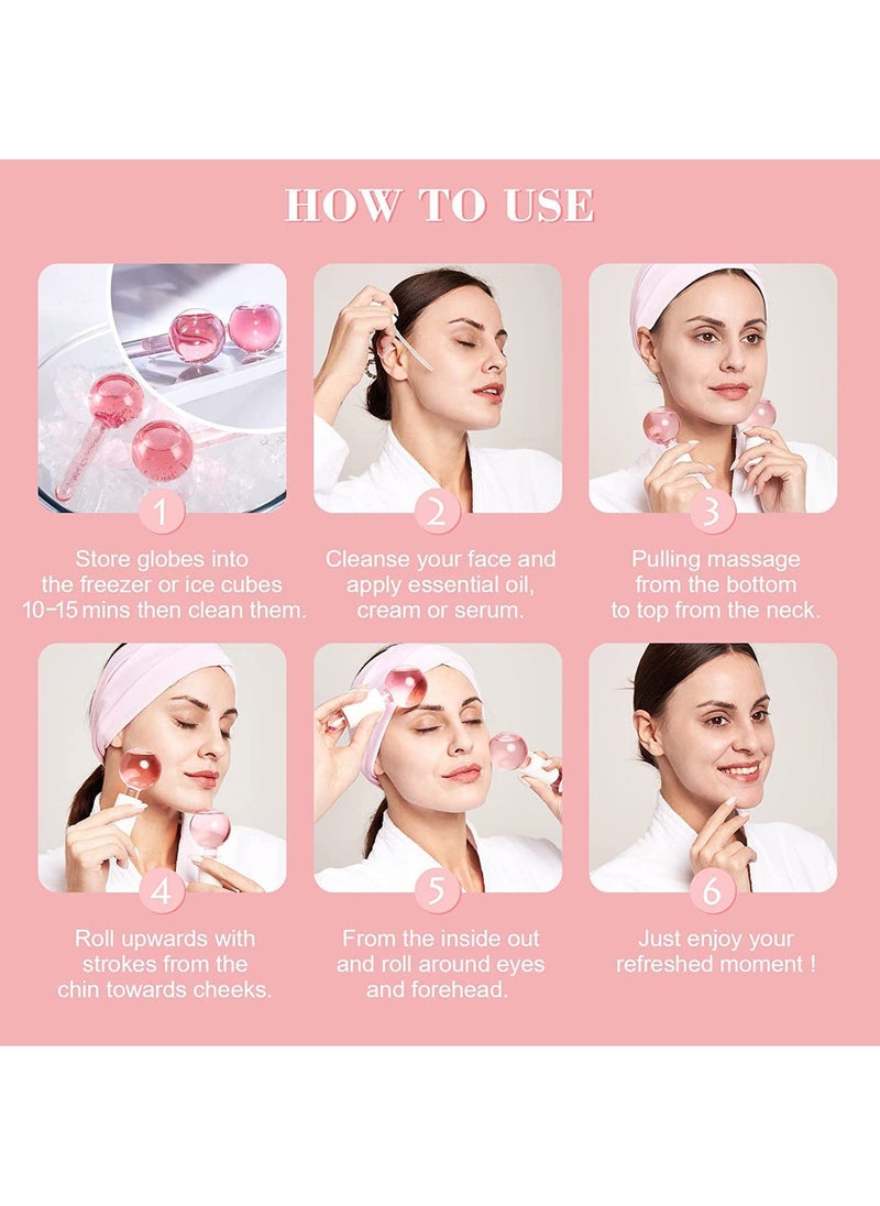 Ice Glass Globes Facial Roller Cold Skin Massagers Lifting and Tighten The Skin Relieve Fatigue, Inflammation, Itching And Swelling Preserves it Smooth And Tender. Beauty Crystal Ball For Face, Neck,