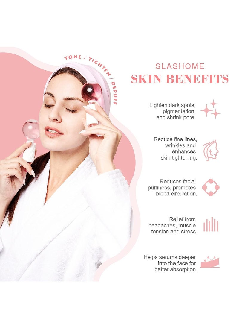 Ice Glass Globes Facial Roller Cold Skin Massagers Lifting and Tighten The Skin Relieve Fatigue, Inflammation, Itching And Swelling Preserves it Smooth And Tender. Beauty Crystal Ball For Face, Neck,