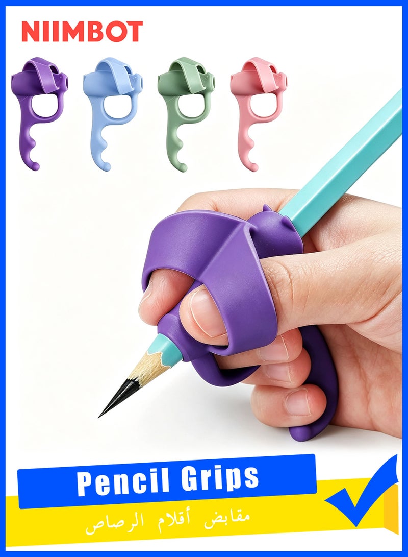 NIIMBOT 4 Pcs Pencil Grips for Kids Handwriting, Silicone Writing Aid for Posture Correction, Ergonomic Finger Positioner for Toddlers, Preschoolers, Students, Children, Lefties and Righties - Image 1