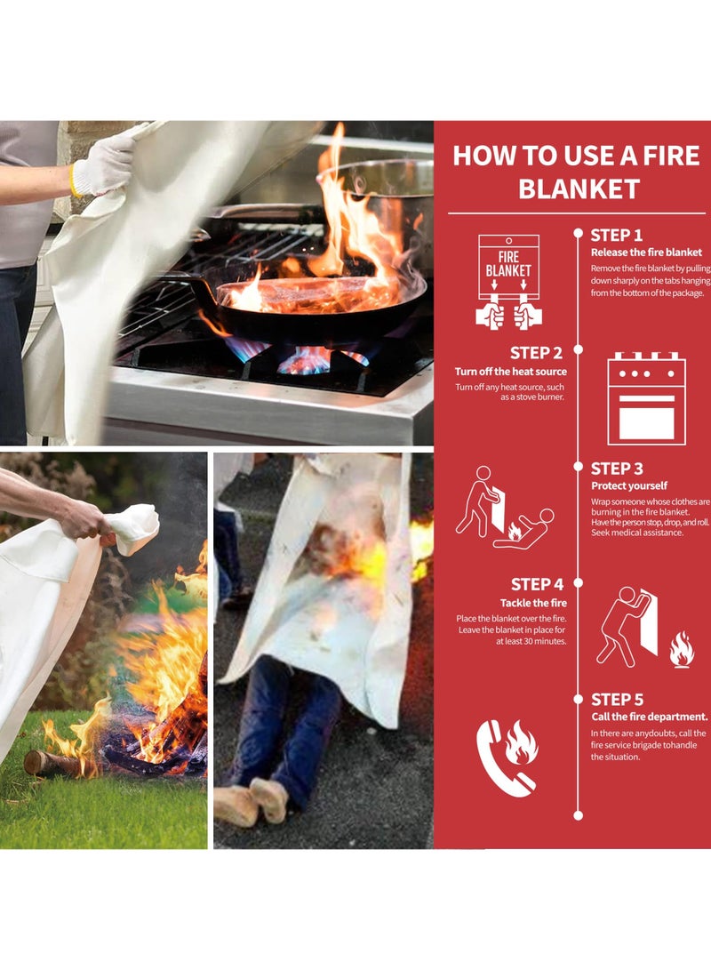 GNAFOTU Fire Blankets Emergency for Home Kitchen Fiberglass Fire Extinguisher Blanket for School, Fireplace, Grill, Vehicle, Office, Warehouse  - Image 2