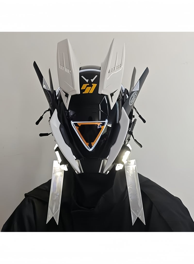 GGEROU Halloween LED Mask for Adult Men,Halloween Futuristic Mask Accessories Music Festival Decor DJ Party Coolplay Gift - Image 3