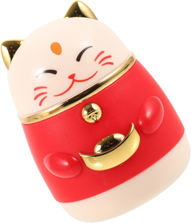 Fortune Cat Toothpick Holder Dispenser Box Red Plastic Toothpick Organizer Japanese Style Decorative Container for Kitchen Dining Table - Image 1
