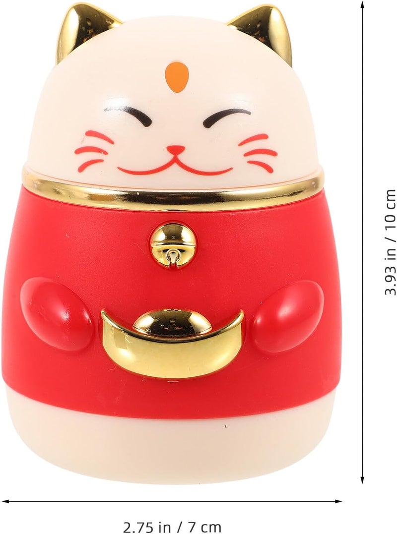 Fortune Cat Toothpick Holder Dispenser Box Red Plastic Toothpick Organizer Japanese Style Decorative Container for Kitchen Dining Table - Image 2
