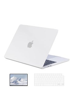3 in 1 Case Compatible with MacBook Air 15 inch 2024 M3 Chip Model A3114 and 2023 M2 Chip Model A2941 and 2025 M4 Chip Model A3241, Hard Shell Case with Screen Protector + Silicone Keyboard Cover, Matte Clear
