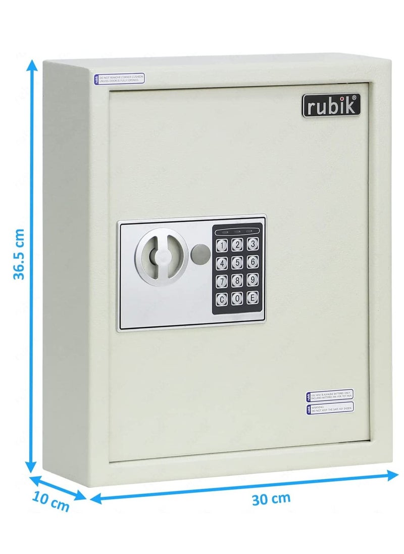 Rubik - 34-Keys Metal Storage Cabinet Safe Box Digital Lock, Wall Mounted Key Storage Cabinet Organizer for Hotels Realestate Warehouse Schools Universities Business (Off White) - Image 1