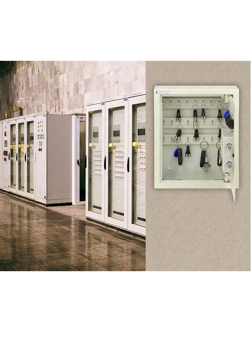 Rubik - 34-Keys Metal Storage Cabinet Safe Box Digital Lock, Wall Mounted Key Storage Cabinet Organizer for Hotels Realestate Warehouse Schools Universities Business (Off White) - Image 1