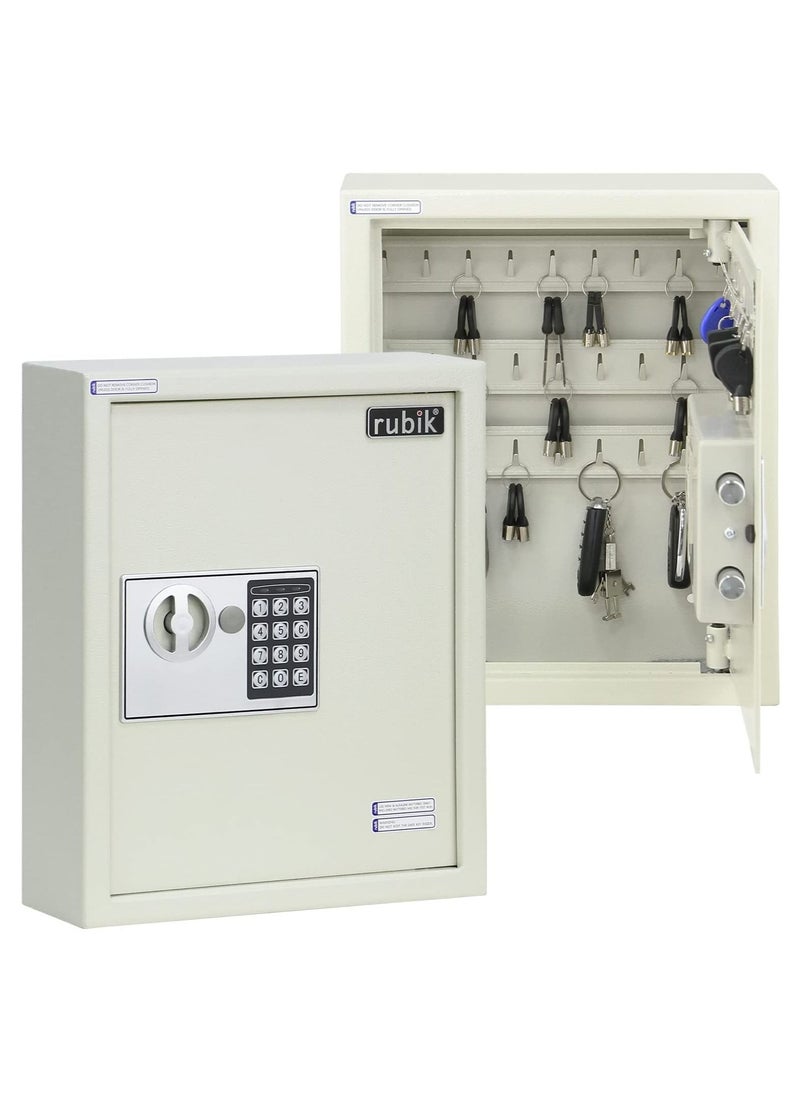 Rubik - 34-Keys Metal Storage Cabinet Safe Box Digital Lock, Wall Mounted Key Storage Cabinet Organizer for Hotels Realestate Warehouse Schools Universities Business (Off White) - Image 1