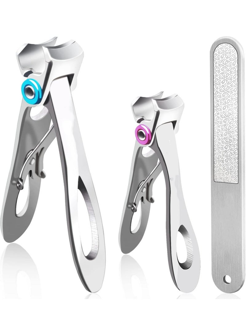 saykfoe Nail Clippers for Thick Nails, Extra Wide Jaw Opening Nail Cutter for Hard Toenail, Stainless Steel Fingernail Big Toenail Trimmer with Nail File 3 Pcs Set for Large Toenail Seniors & Men & Women (3) - Image 1