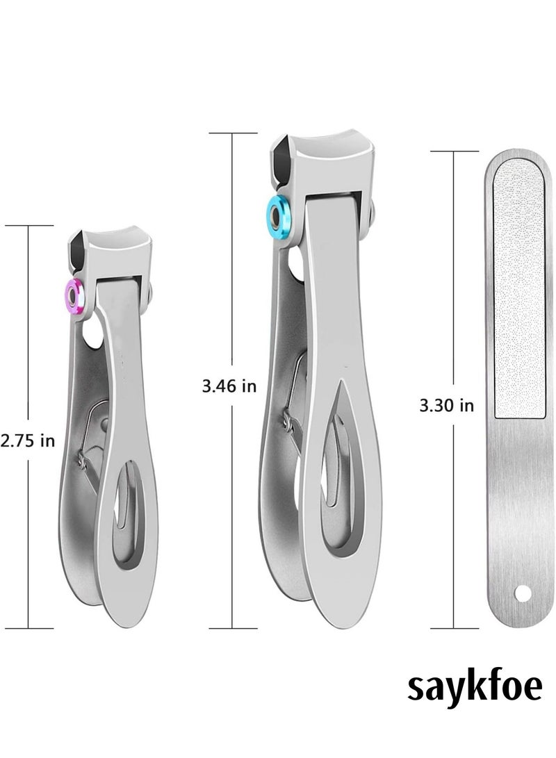saykfoe Nail Clippers for Thick Nails, Extra Wide Jaw Opening Nail Cutter for Hard Toenail, Stainless Steel Fingernail Big Toenail Trimmer with Nail File 3 Pcs Set for Large Toenail Seniors & Men & Women (3) - Image 2