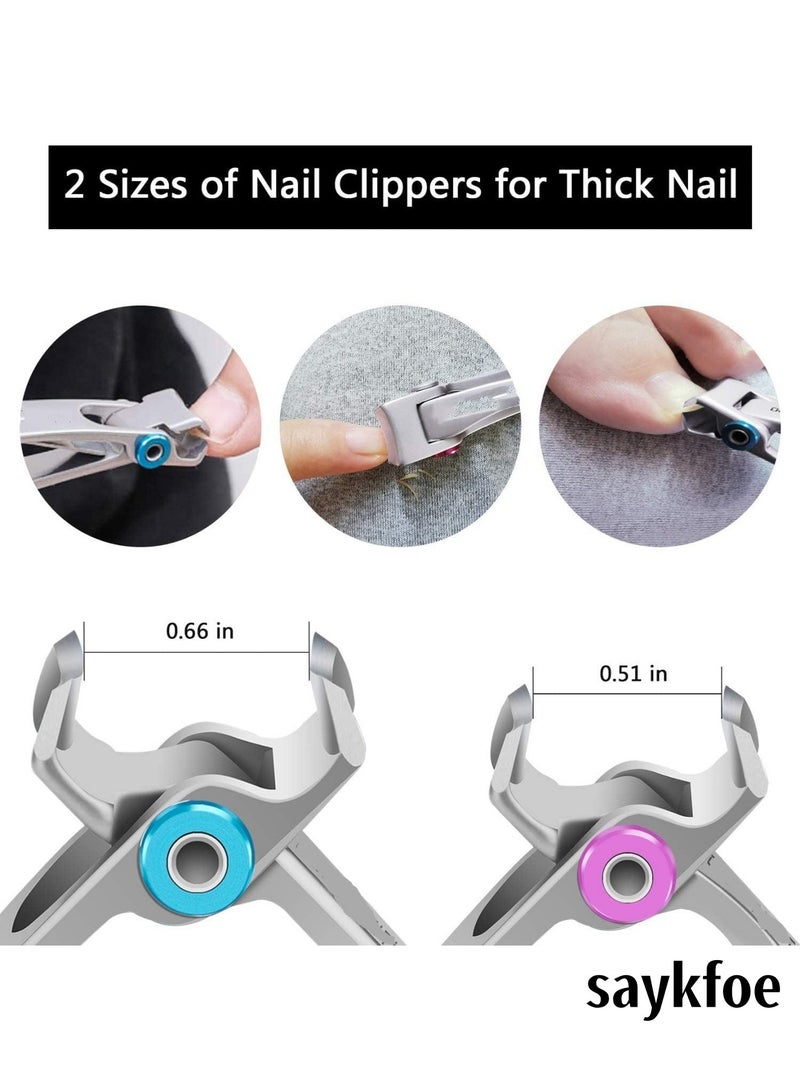 saykfoe Nail Clippers for Thick Nails, Extra Wide Jaw Opening Nail Cutter for Hard Toenail, Stainless Steel Fingernail Big Toenail Trimmer with Nail File 3 Pcs Set for Large Toenail Seniors & Men & Women (3) - Image 4