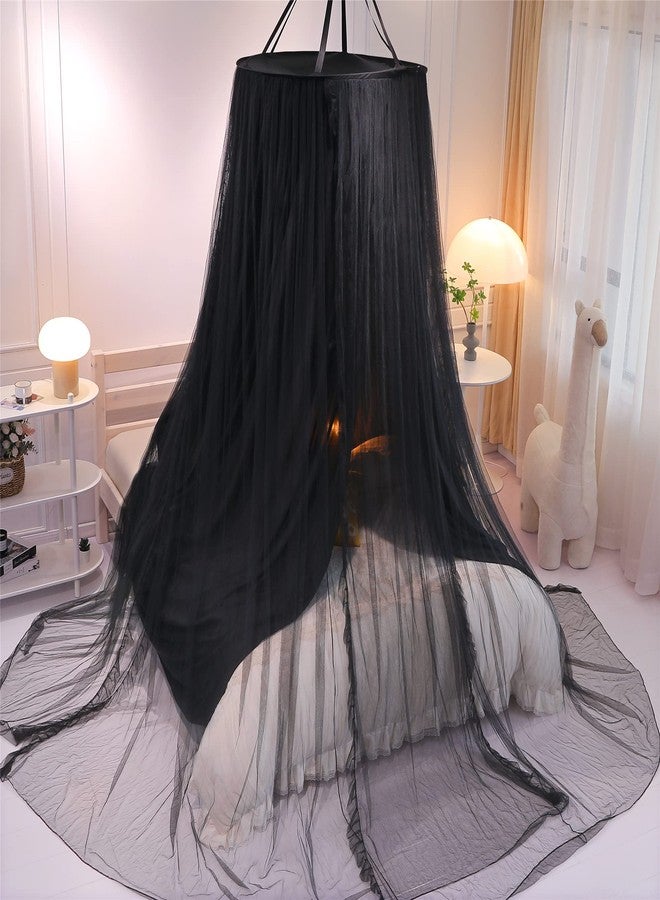 VETHIN Double Layer Princess Round Dome Canopy Bed Curtain for Girls Adults,Children Dreamy Mosquito Net,Cute Bedroom Decoration Castle Play Tent Reading Nook Canopies(Dome-Double Black) - Image 5