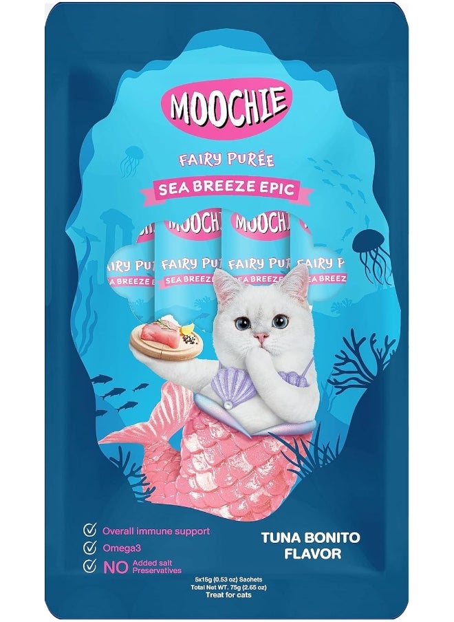 MOOCHIE Sea Breeze Epic Tuna Bonito Flavor 15G * 5 Pouch- Pack of 6  - Image 1