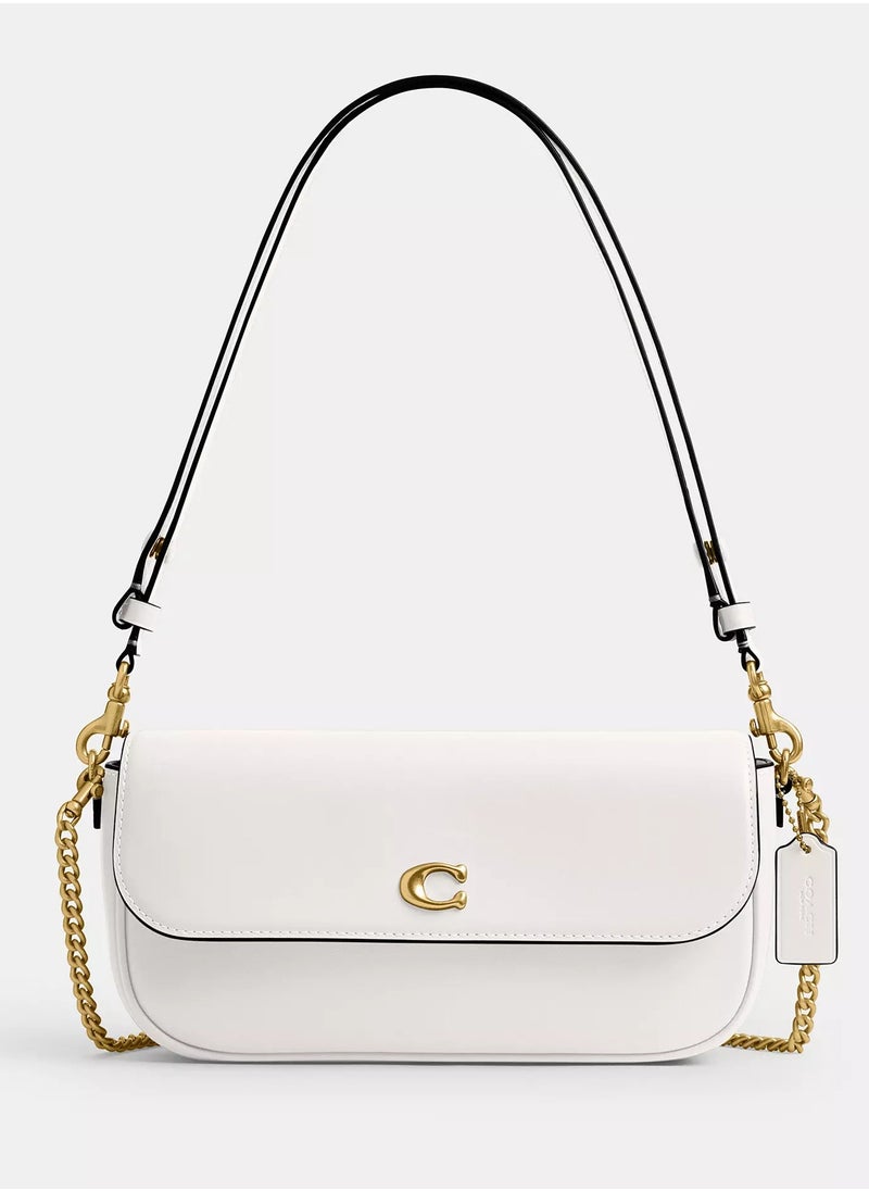 coachoutlet Coach Brook Flap Chain Bag, Women's Shoulder Bag, Women's Tote Bag, Women's Hand  Bag,Women's Cross Body Bag, Women's Wallet, Women's Travel Bag, White-25CM  - Image 1
