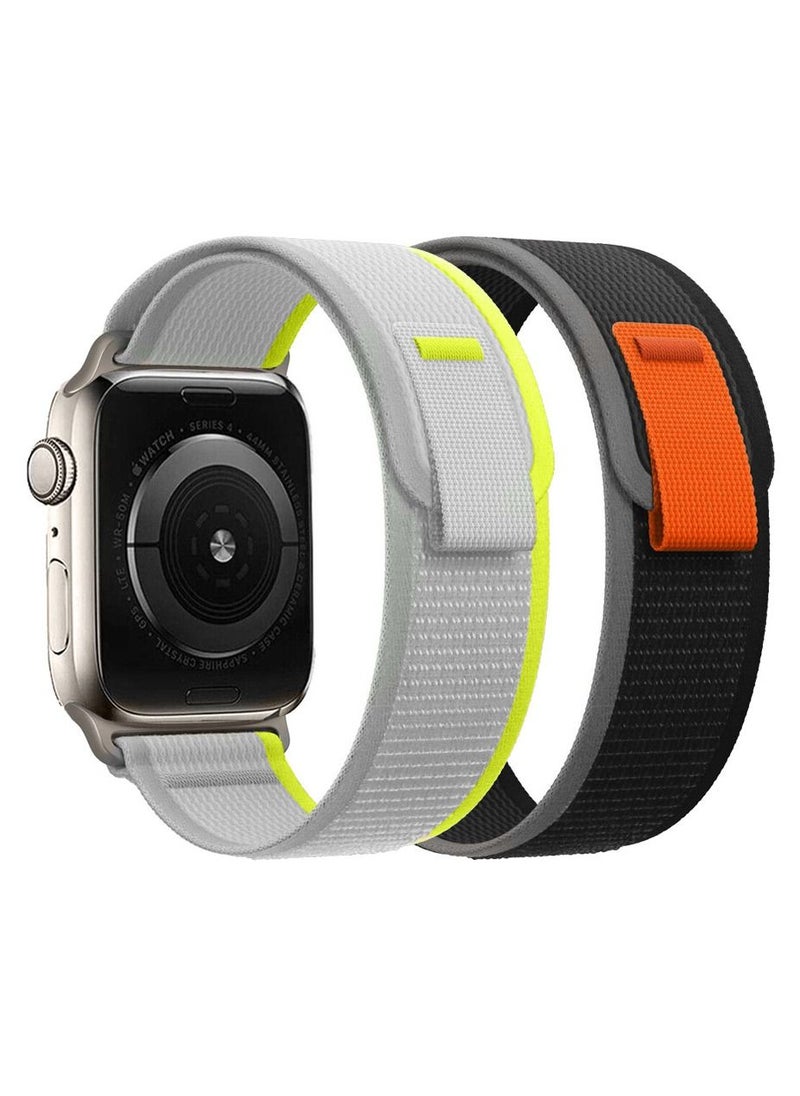 CATANES - 2Pack for Apple Watch Trail Band 49mm 45mm 44mm 42mm Nylon Woven Sport Strap for iWatch Series Ultra/8/7/SE/6/5/4/3/2/1 Grey/Black - Image 1