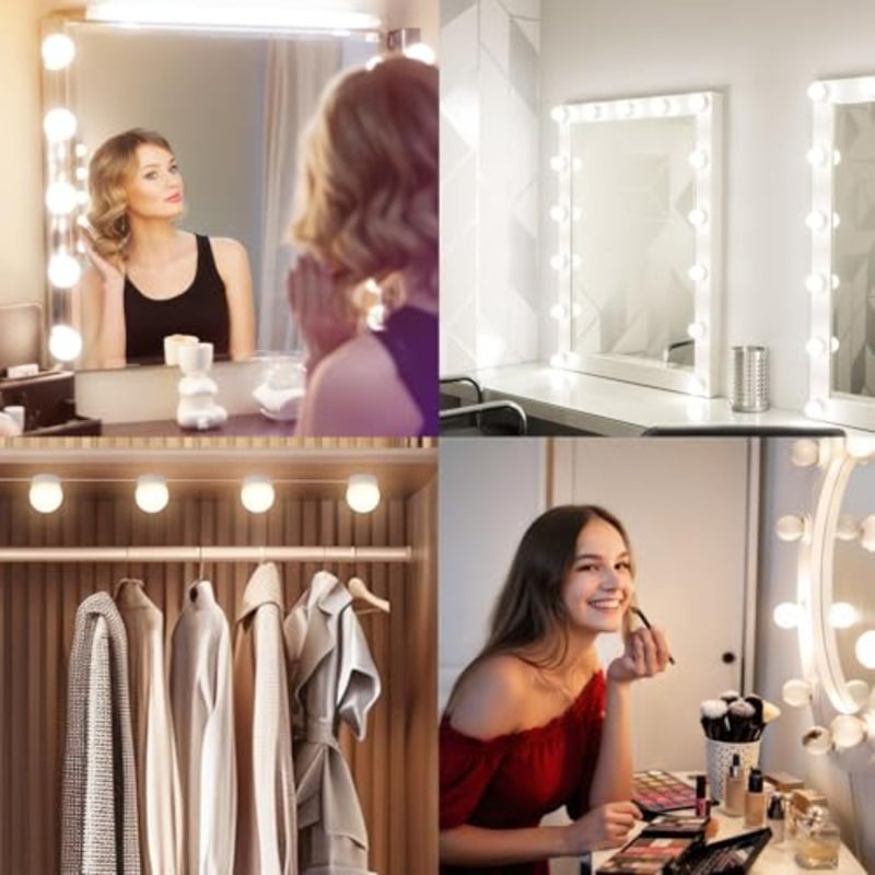 LED vanity mirror lights for dressing room bathroom bedroom decor, acrylic frame, white/silver, 3 color modes 10 brightness levels - Image 4