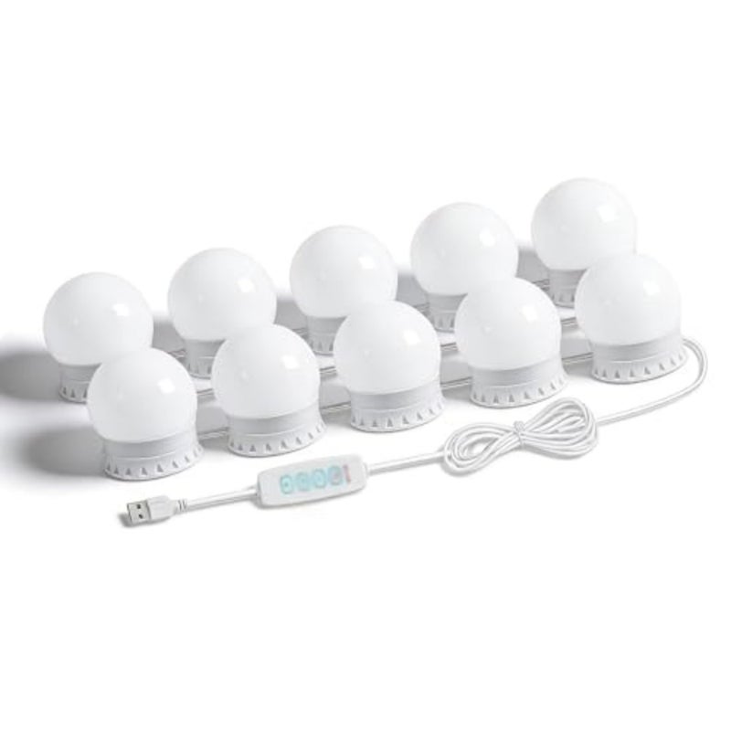 LED vanity mirror lights for dressing room bathroom bedroom decor, acrylic frame, white/silver, 3 color modes 10 brightness levels - Image 1
