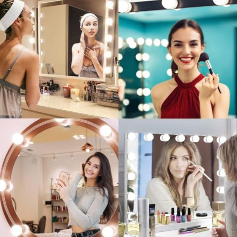 LED vanity mirror lights for dressing room bathroom bedroom decor, acrylic frame, white/silver, 3 color modes 10 brightness levels - Image 3