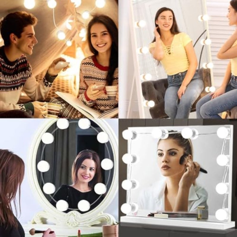LED vanity mirror lights for dressing room bathroom bedroom decor, acrylic frame, white/silver, 3 color modes 10 brightness levels - Image 2