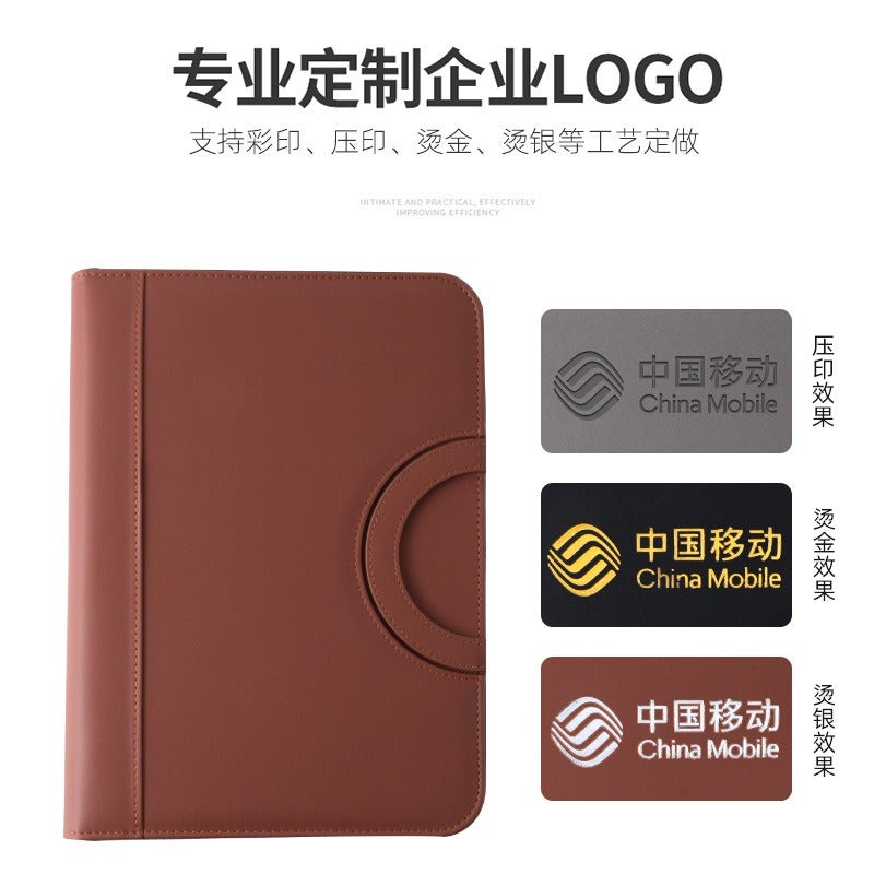 Zhe Ben Hang Multifunctional Leather A4 Zipper File Folder with Handle, Large Capacity Business Meeting Manager Organizer - Image 4