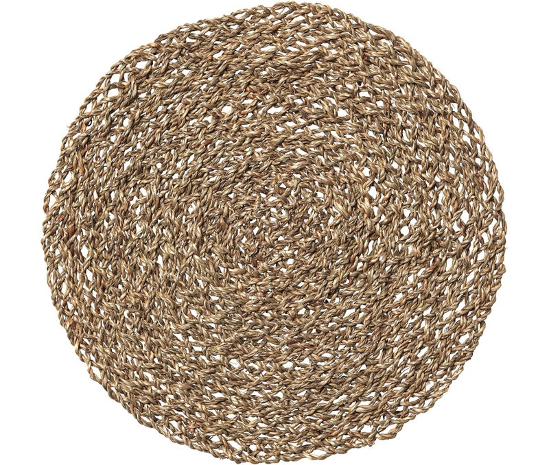 Natural Seagrass Round Placemat 37 cm, Woven Table Placemat with Protective Acrylic Finish, Decorative Table Mat for Dining Table, Kitchen, Farmhouse, Boho & Rustic Home Decor - Image 1