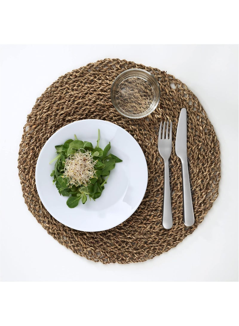 Natural Seagrass Round Placemat 37 cm, Woven Table Placemat with Protective Acrylic Finish, Decorative Table Mat for Dining Table, Kitchen, Farmhouse, Boho & Rustic Home Decor - Image 3