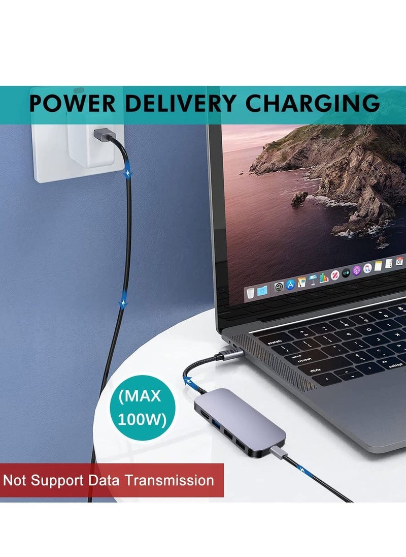 8 in 1 USB-C Hub, Type C to HDMI Dongle Multifunctional Adapter with Gigabit Ethernet Interface USB 3.0 Ports 100W Power Delivery SD TF Card Reader for MacBook Pro iPad 2020 2021