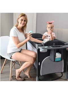 TEKNUM 4 In 1 Baby Bedside Co-Sleeper Bassinet And Playpen Wt Rocker Black  - Image 4
