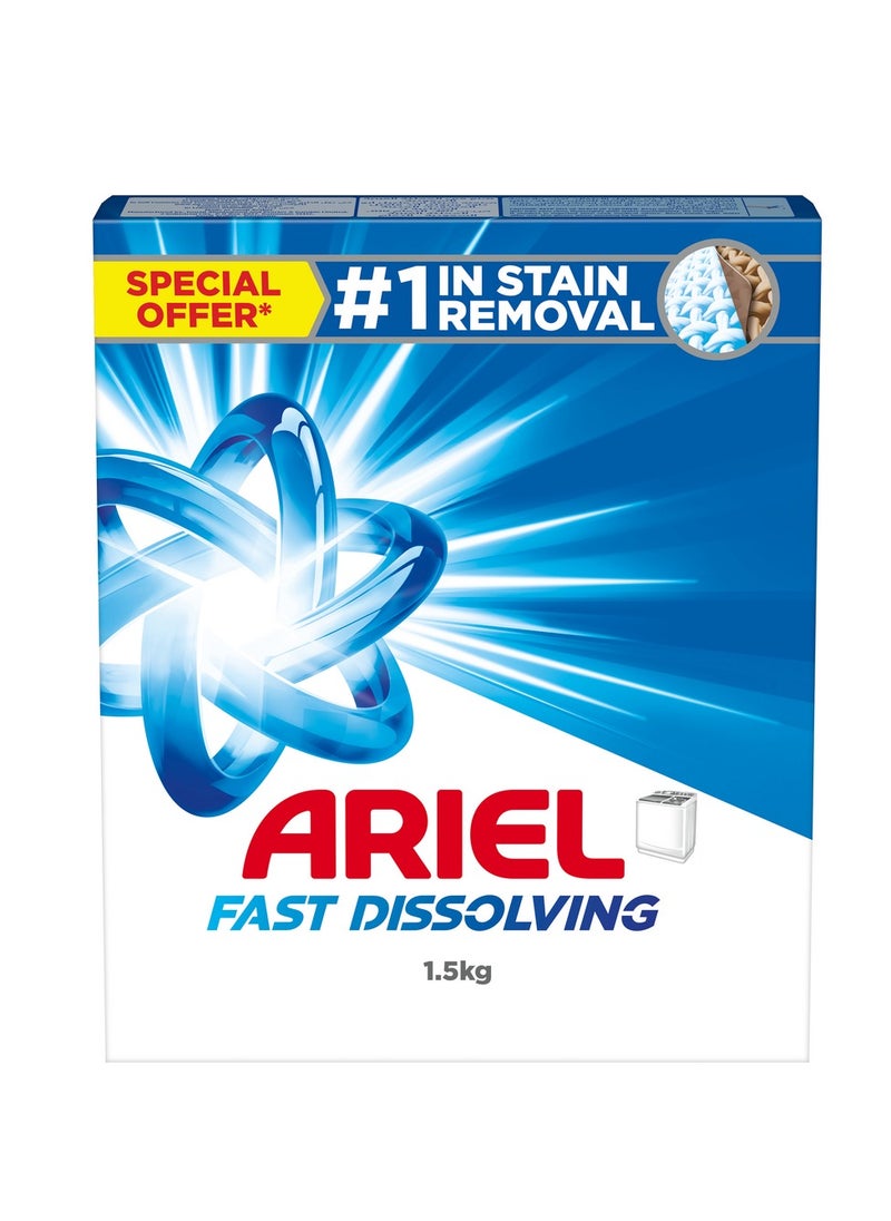 Ariel Fast Dissolving Laundry Detergent Powder 1.5kg  - Image 1
