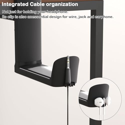 keeshar DeskPro K6 Headphone Hanger Hook | Adjustable Clamp Mount Under Desk Headset Holder for Gaming & Office | Space-Saving Universal Headphone Stand for Table Edge – Black - Image 5