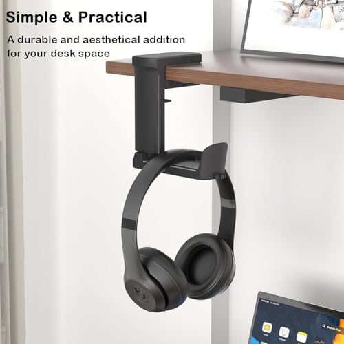 keeshar DeskPro K6 Headphone Hanger Hook | Adjustable Clamp Mount Under Desk Headset Holder for Gaming & Office | Space-Saving Universal Headphone Stand for Table Edge – Black - Image 2