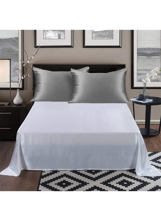 Natural Silk Pillowcase Hypoallergenic 19 Momme 600 Thread Count 100 Percent Mulberry Silk Standard Size With Hidden Zipper 1Pc Iron Grey