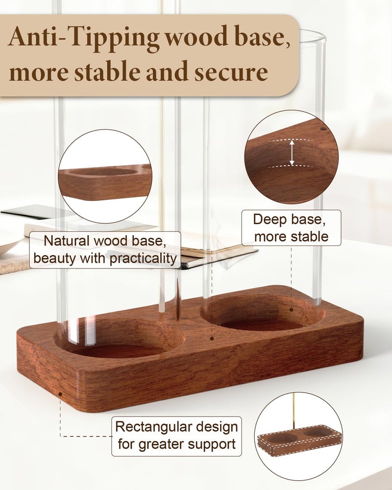 LarFaFa Incense Holder with 7.8" & 5.9" Glass Jars, 2 in 1 Incense Sticks Holder & Ash Catcher, Upside Down Incense Burner with Storage for Meditation, Yoga, Spa, Home Decor, with 20 Incense Sticks & Brush - Image 5