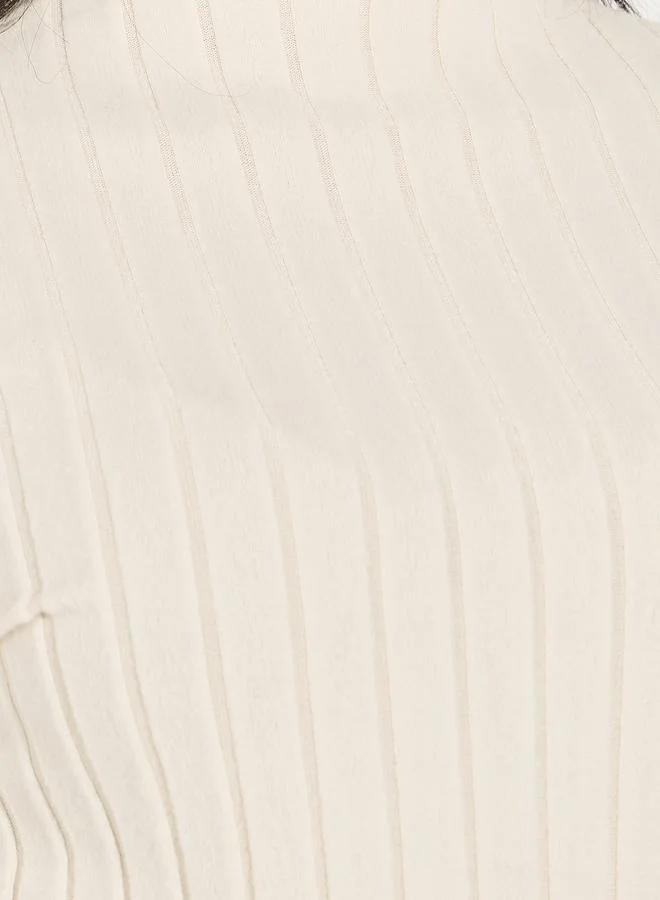Styli Ribbed Knit Top with Flared Sleeves