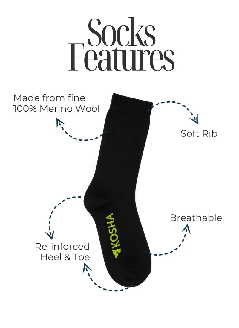 Kosha Black Women's Merino Wool Everyday Socks for Women | Best Price UAE