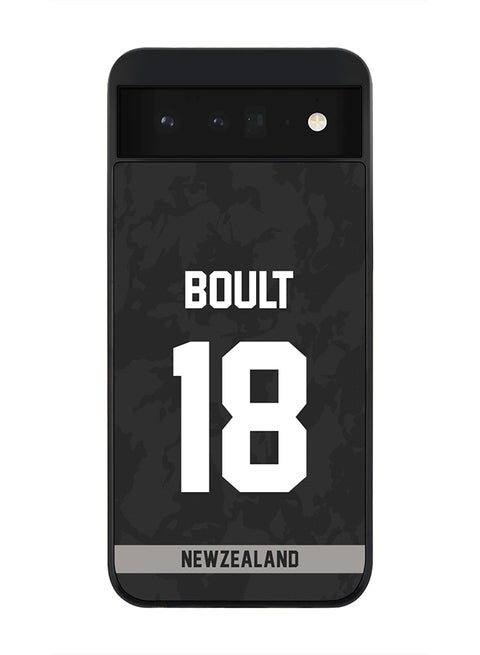 Rugged Black Edge Case for Google Pixel 6 5G, Slim fit Soft Case Flexible Rubber Edges Thin Cover - Player Name - Trent Boult, Jersey Number- 18