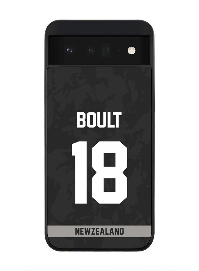 Rugged Black Edge Case for Google Pixel 6 5G, Slim fit Soft Case Flexible Rubber Edges Thin Cover - Player Name - Trent Boult, Jersey Number- 18