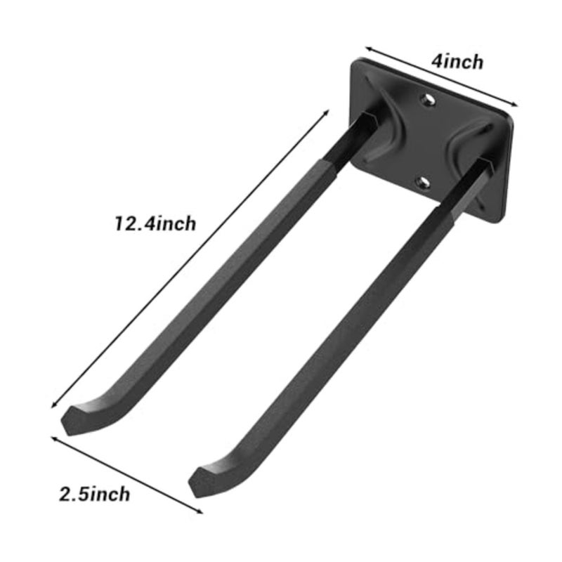 Garage Storage Hooks, Heavy Duty Steel Tool Organizer, 12.4 Inch Wall Mount Hangers Racks for Car Tires, Ladders, Chairs, Ropes and Garden Tools, 4 Pack - Image 2