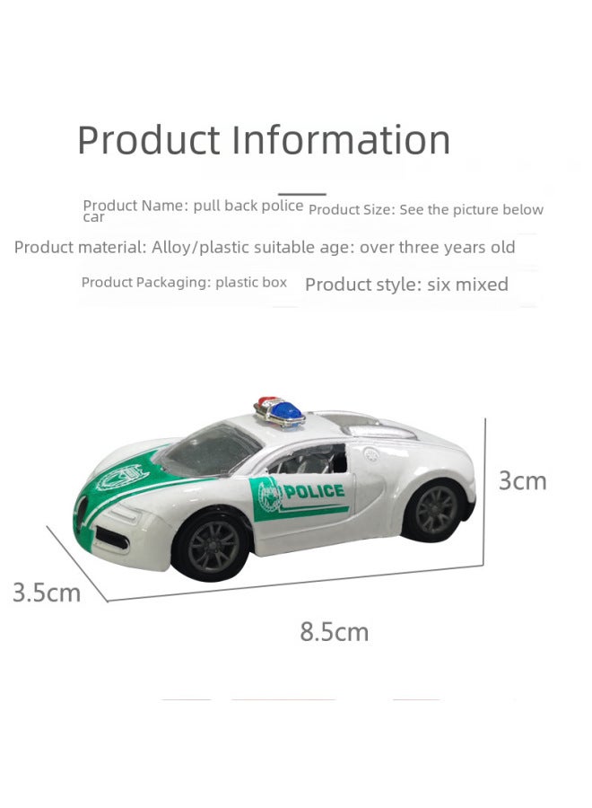 Alloy Sports Car Model Children's Toy Car Boy Gift Police Car Suit Decoration Container Box-Color:6 Police Cars/set 1 Bare Car Single Film Bag  - Image 4