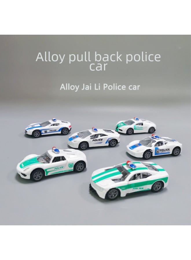 Alloy Sports Car Model Children's Toy Car Boy Gift Police Car Suit Decoration Container Box-Color:6 Police Cars/set 1 Bare Car Single Film Bag  - Image 3