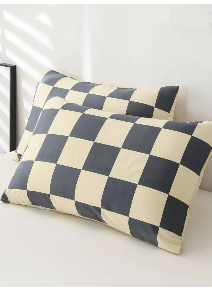 ليف هوم Checker Pattern Double Duvet Cover Set from Ranforce Fabric | 200X220
