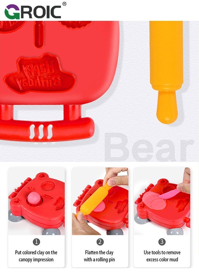 جرويك لعبة طعام مع طين لمطبخ الأطفال، ملحقات لعبة طبخ نزهة وهمية عيد ميلاد، مع صندوق تغليف فاخر، ألوان للأطفال، 12 قطعة طين ونموذج الأداة - Image 5