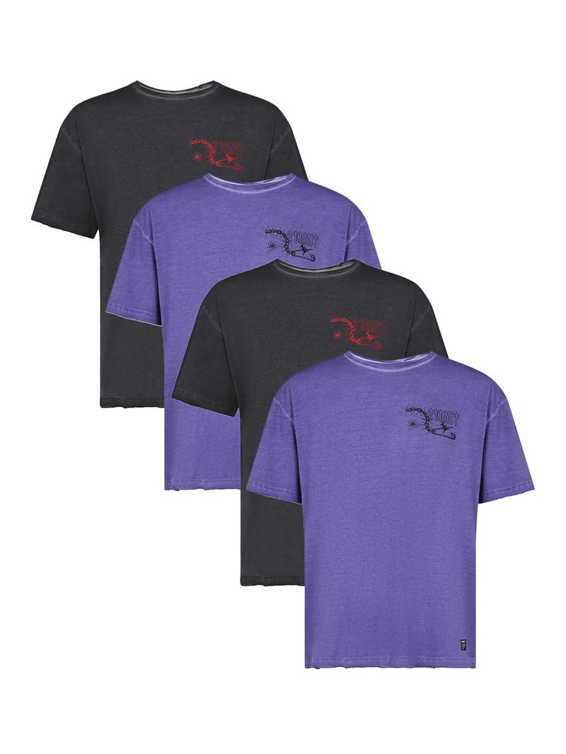 Termit Men's 4-Pack T-Shirts – Soft Cotton Fabric, Loose Fit with Bold Design Cutouts, Comfortable for Urban Adventures & Outdoor Activities - Image 1