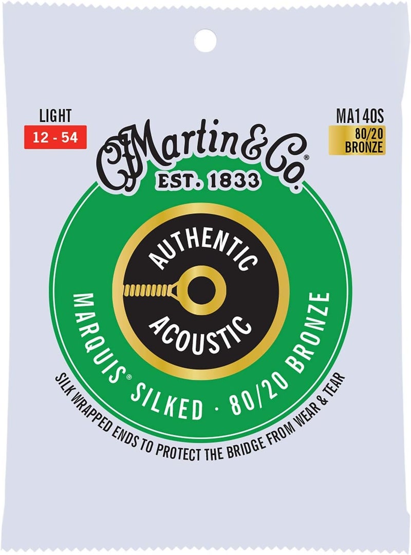 Martin MA140S Authentic Acoustic - Marquis Silked - 80/20 Bronze Light Guitar Strings (12-54) - Image 1