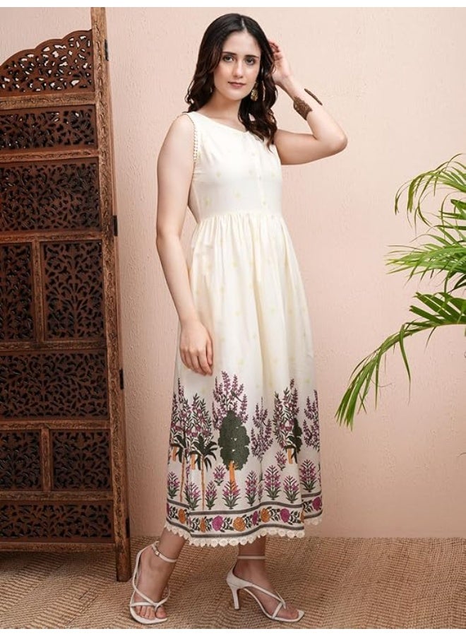 Vishudh Women's Casual Dress | Comfortable Everyday Wear for All Occasions | Chic & Versatile Fashion for Women xl cream - Image 2