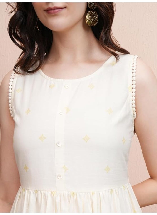 Vishudh Women's Casual Dress | Comfortable Everyday Wear for All Occasions | Chic & Versatile Fashion for Women xl cream - Image 4