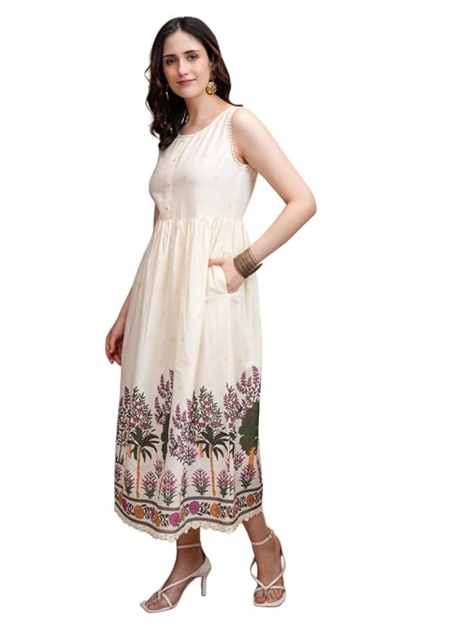 Vishudh Women's Casual Dress | Comfortable Everyday Wear for All Occasions | Chic & Versatile Fashion for Women xl cream - Image 5