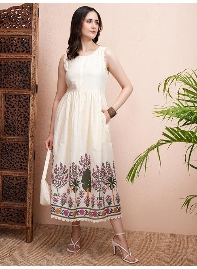 Vishudh Women's Casual Dress | Comfortable Everyday Wear for All Occasions | Chic & Versatile Fashion for Women xl cream - Image 1