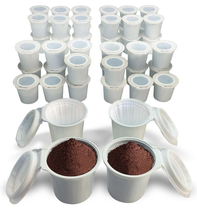 iFillCup, 48 Count White - iFillCup, fill your own Empty Single Serve Pods. Eco friendly 100% recyclable pods for use in all k cup brewers including 1.0 & 2.0 Keurig. Airtight to seal in freshness. - Image 1